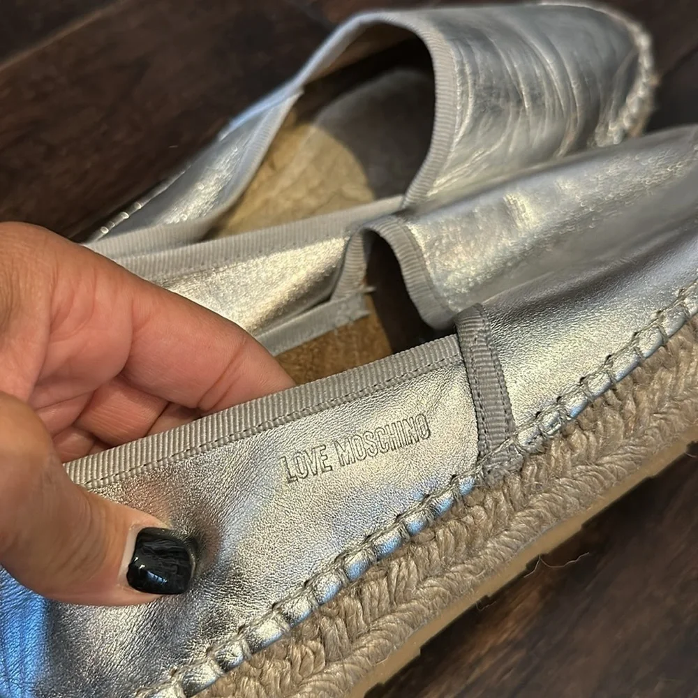 Love Moschino silver espadrilles size 37